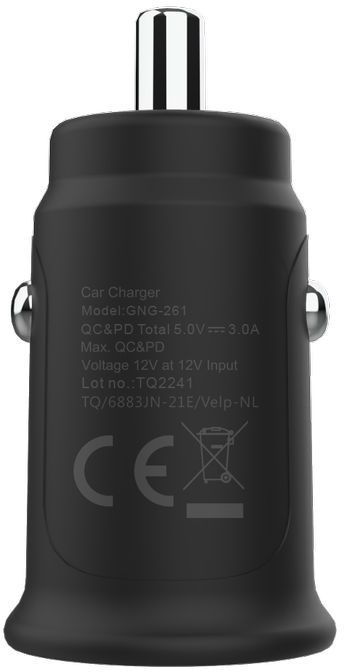 Grab 'n Go 30W USB C + USB A Autolader zwart