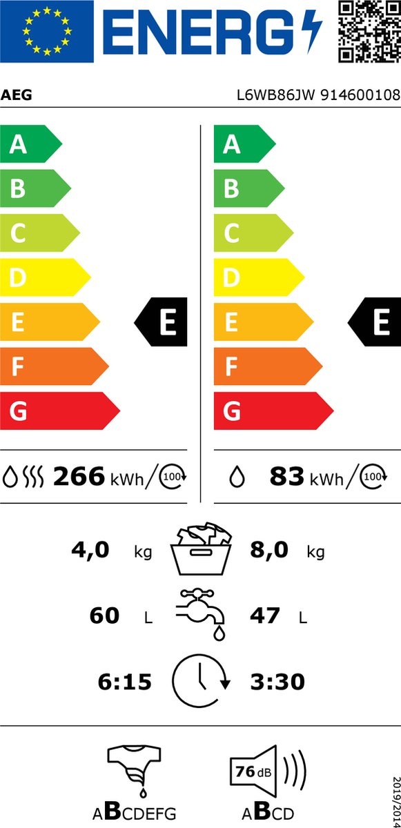 AEG L6WBN86JW - Was-droogcombinatie