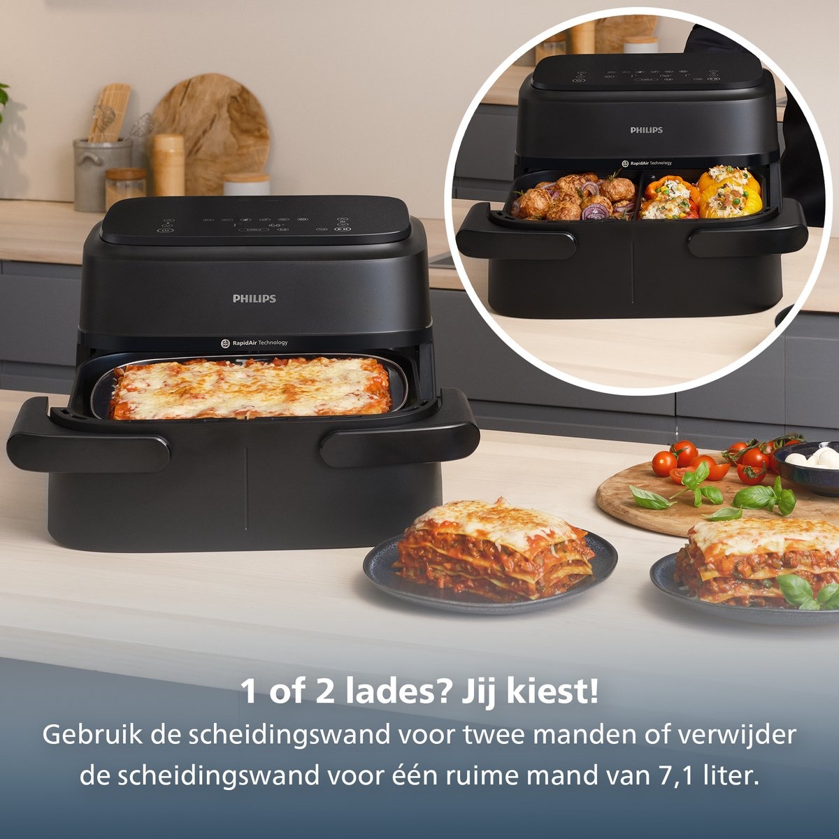 Philips Dual Basket Airfryer NA150/00 - Hetelucht friteuse