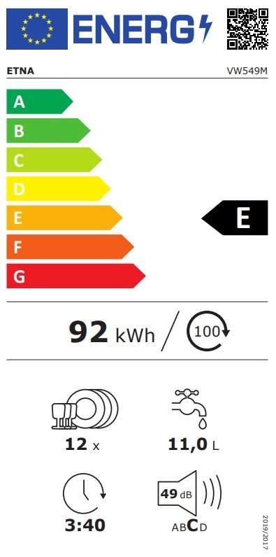 ETNA VW549M - Inbouw vaatwasser