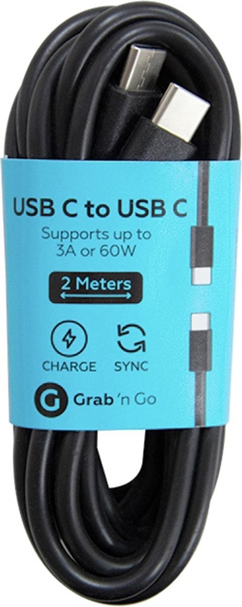 Grab 'n Go USB-C kabel Zwart 2 meter