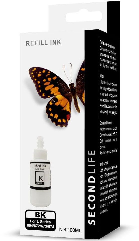 SecondLife Epson T664140 (T664) Zwart - Inktcartridge