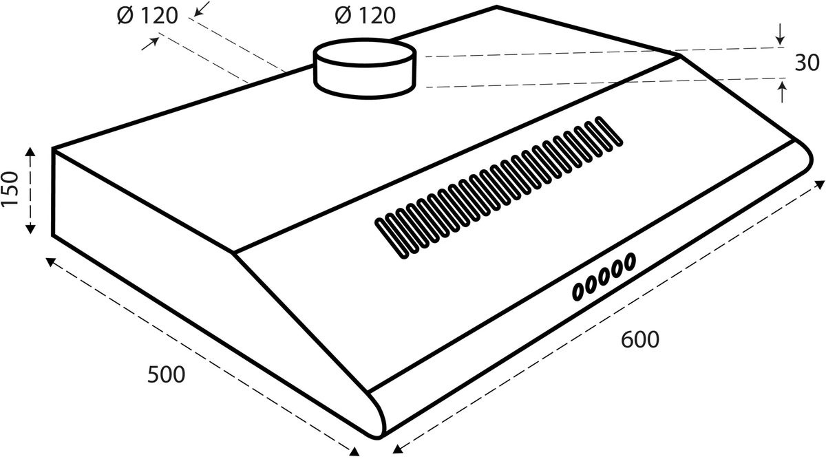 Inventum AKO6012WIT - Onderbouw afzuigkap