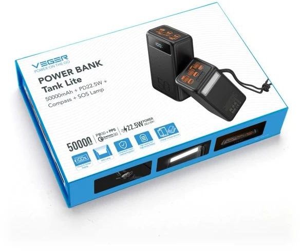 Veger Tank Lite W5001 50.000 mAh Zwart - Powerbank