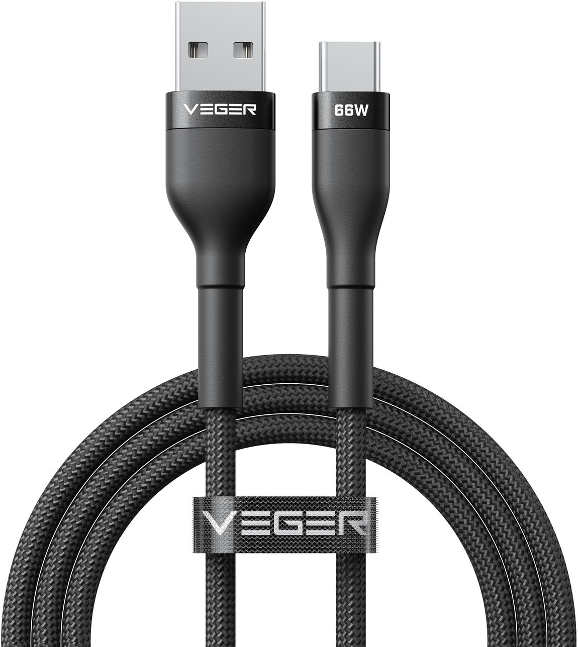 Veger AC04 USB-A naar USB-C kabel 1.2m Braided Aluminium 66 Watt
