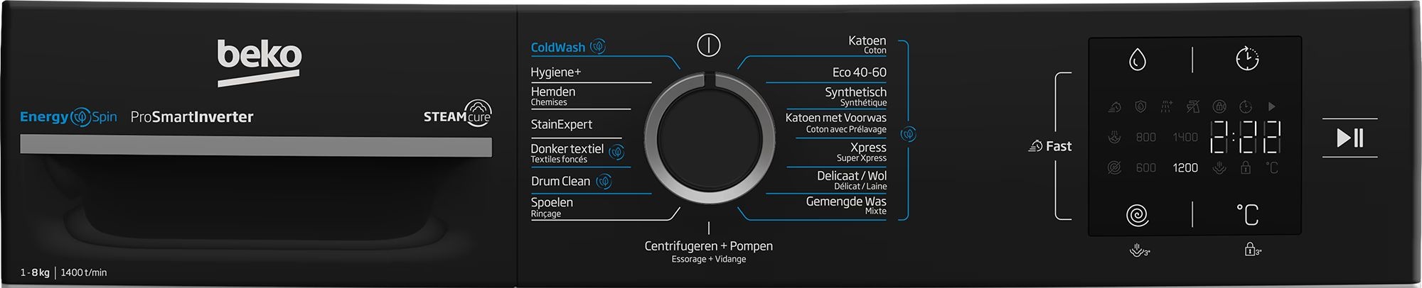 Beko BM3WFT3841B EnergySpin - Wasmachine