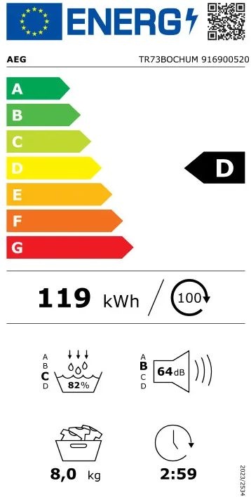 AEG TR73BOCHUM 7000 Serie SensiDry - Warmtepompdroger