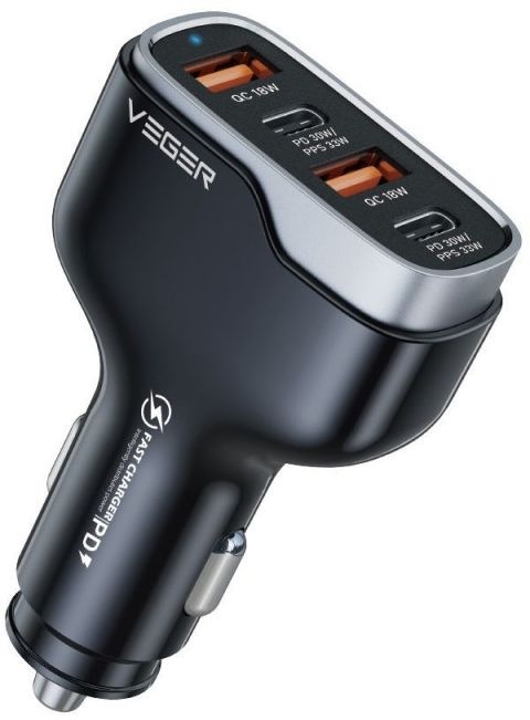 Veger CC53-2A2C PD QC 3A 66W Autolader Zwart