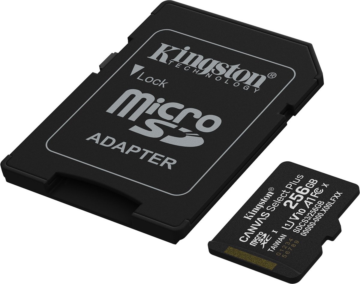 Kingston Canvas Select Plus Gen. 3 microSDXC 256GB met SD-adapter - Micro SD kaart