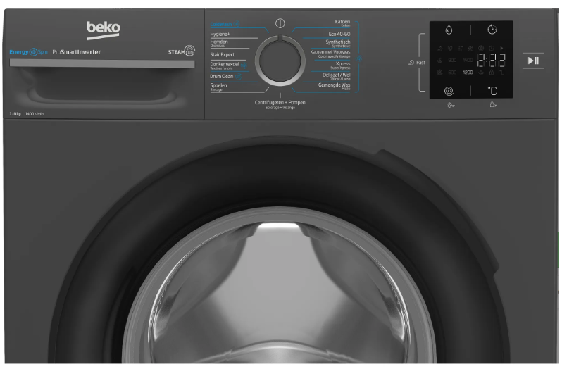 Beko BM3WFT3841A EnergySpin Antraciet - Wasmachine