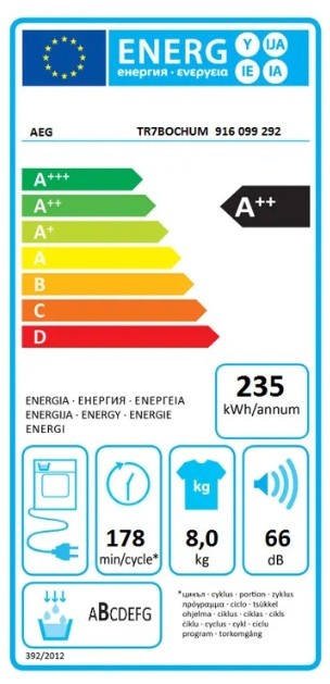 AEG TR7BOCHUM 7000 Serie SensiDry - Warmtepompdroger