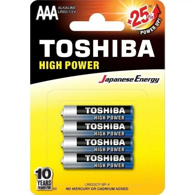 Toshiba High Power AAA 1.5V 4 stuks
