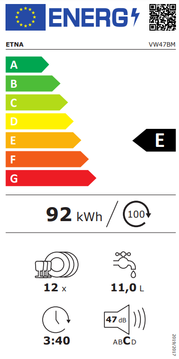 ETNA VW47BM - Inbouw vaatwasser