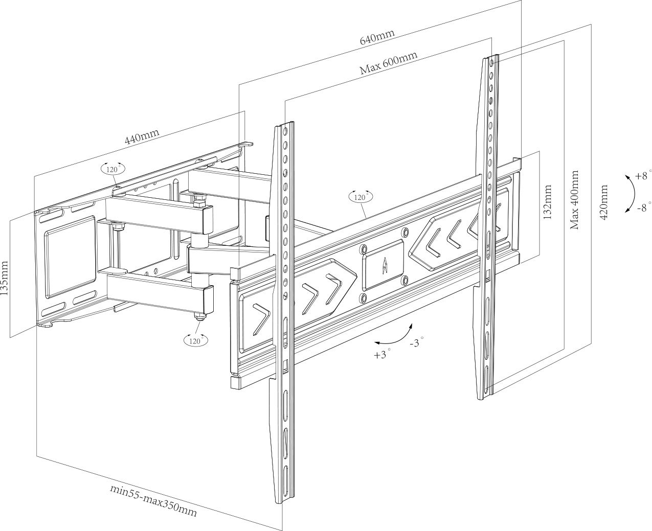 Fenner Tech FN-CT-WPLB-3502 (32 - 70 inch) - TV muurbeugel