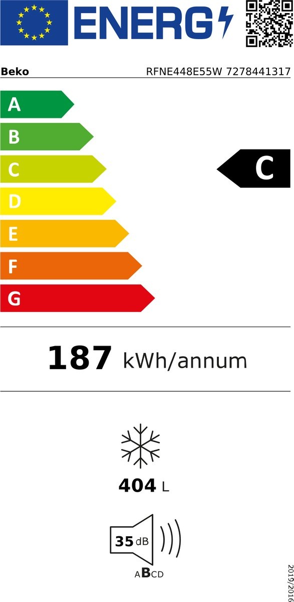 Beko RFNE448E55W - Vrieskast