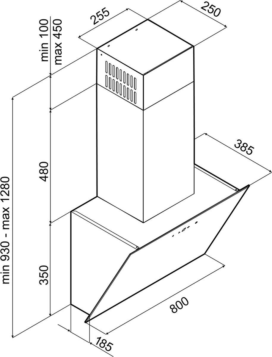Inventum AKD8005ZWA - Wandschouw afzuigkap