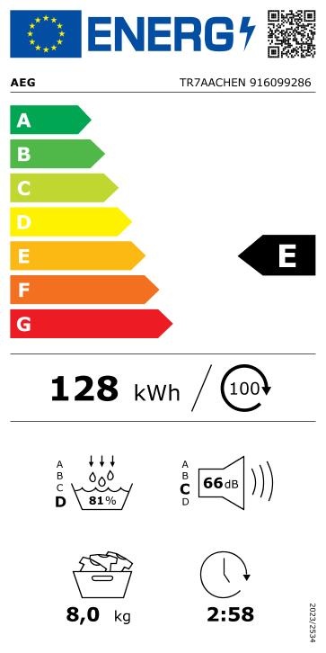 AEG TR7AACHEN 7000 Serie SensiDry - Warmtepompdroger