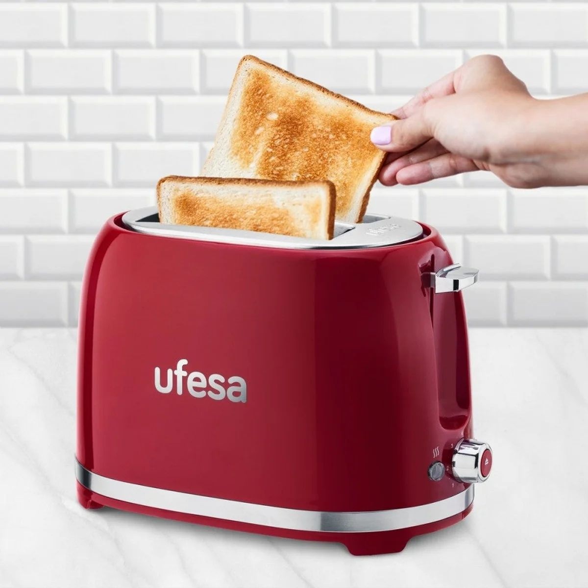 Ufesa Classic PinUp Rood - Broodrooster