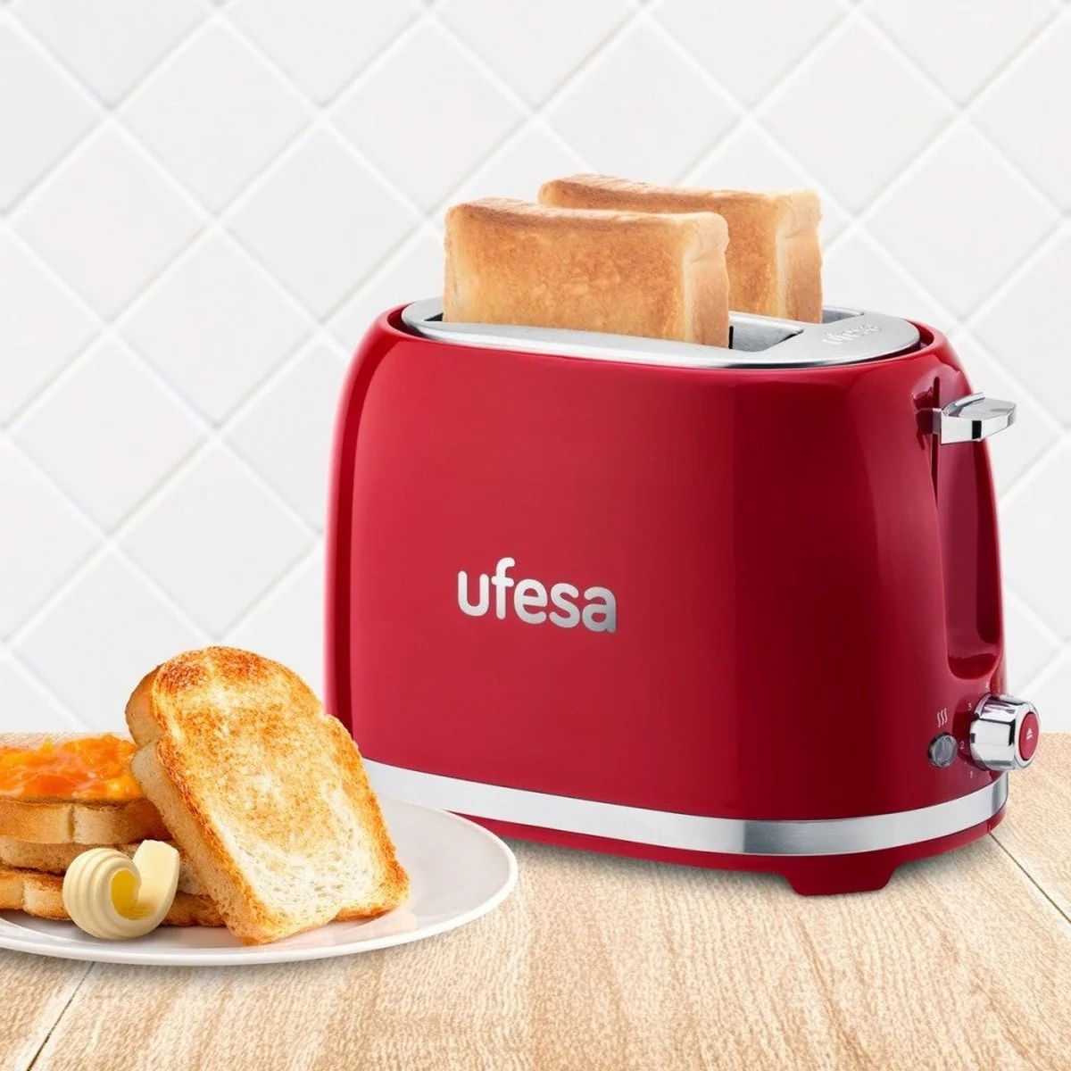 Ufesa Classic PinUp Rood - Broodrooster