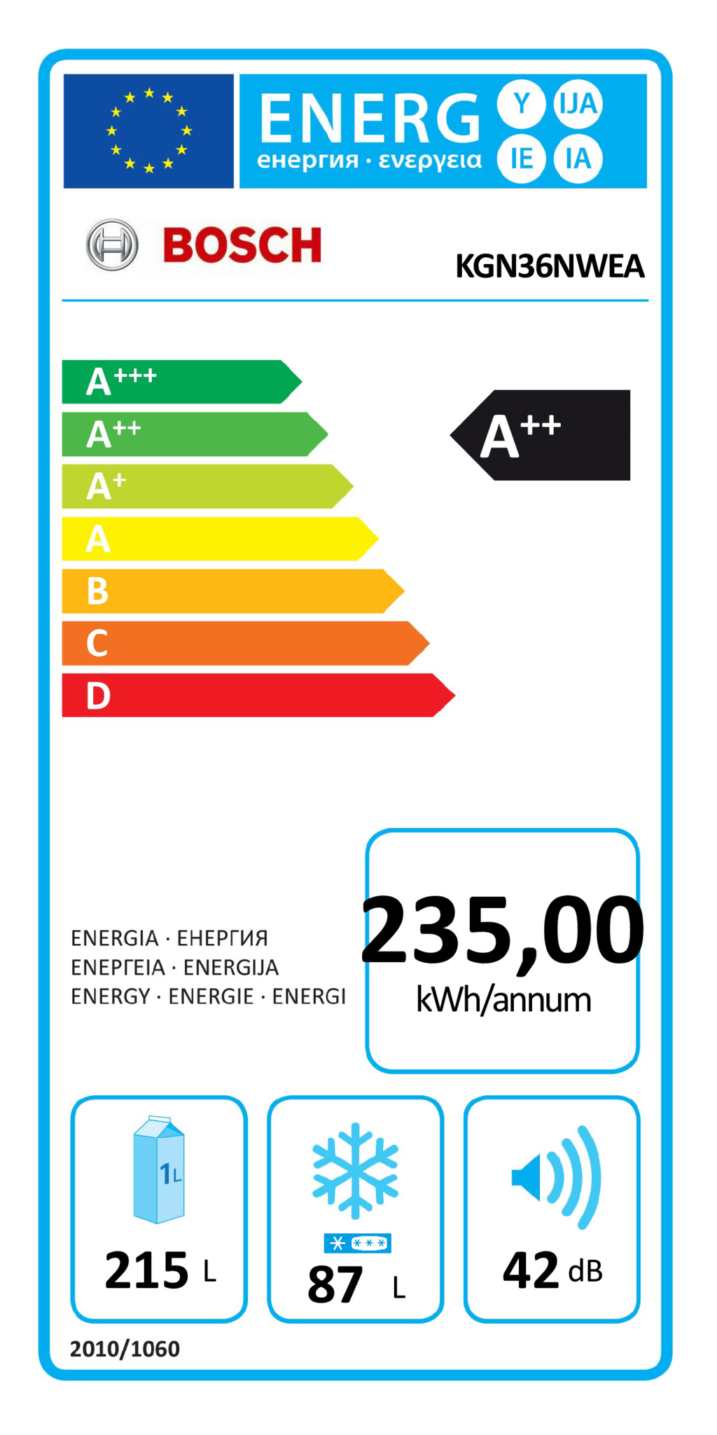 Bosch KGN36NWEA - Koel-vriescombinatie
