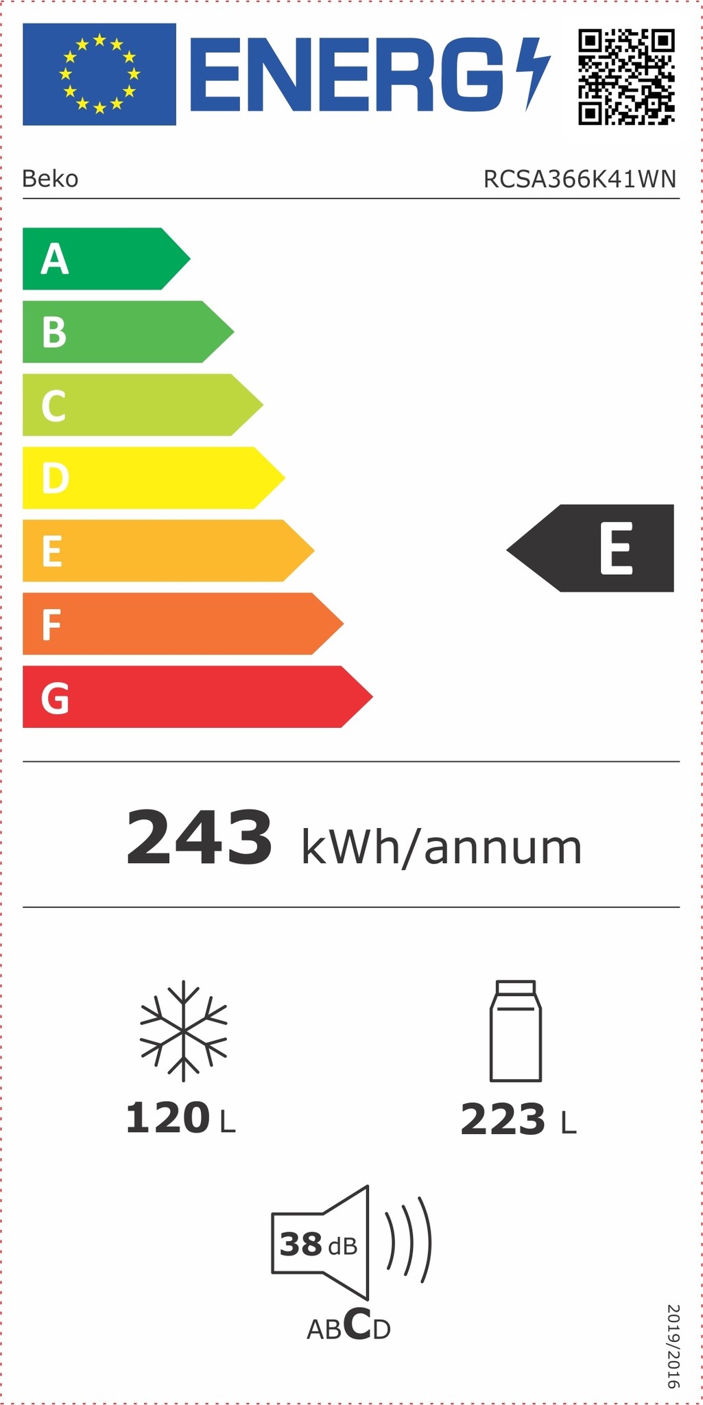 Beko RCSA366K41W Koelvriescombinatie