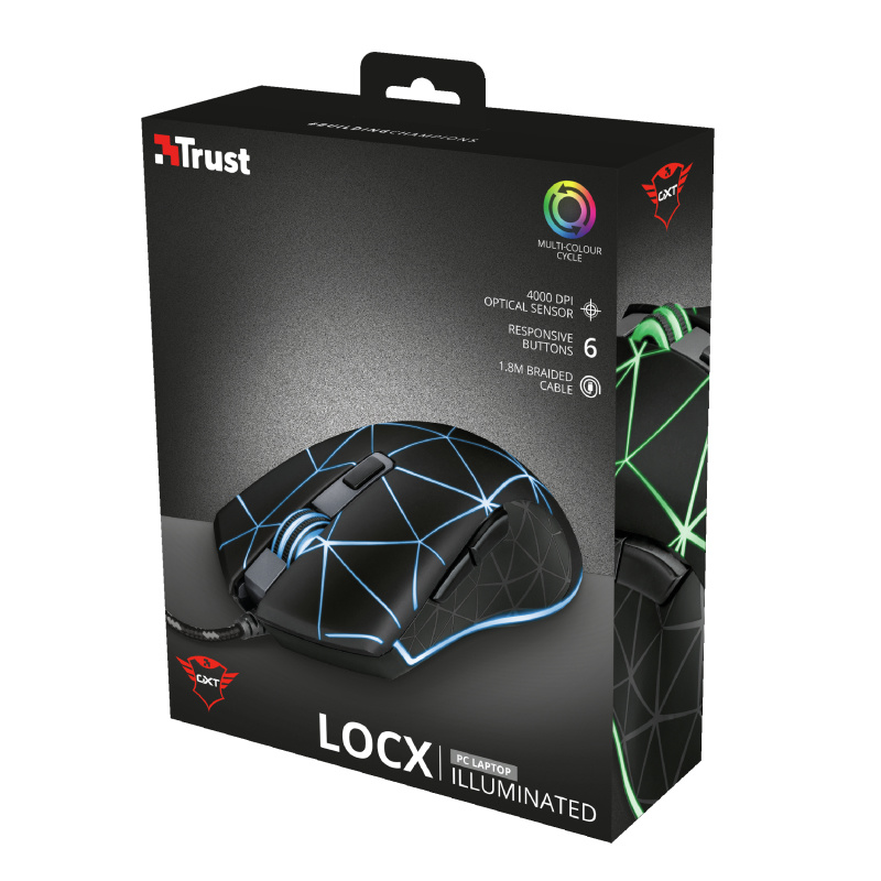 Trust GXT 133 Locx Illuminated Gaming Muis - Muis