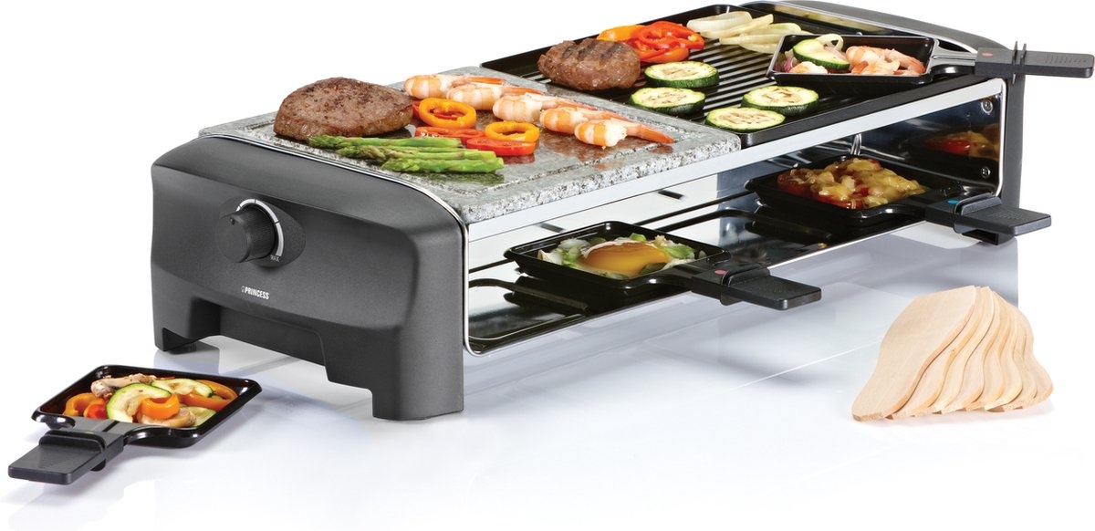 Princess Raclette 8 Stone & Grill Party 162820 - Gourmetset