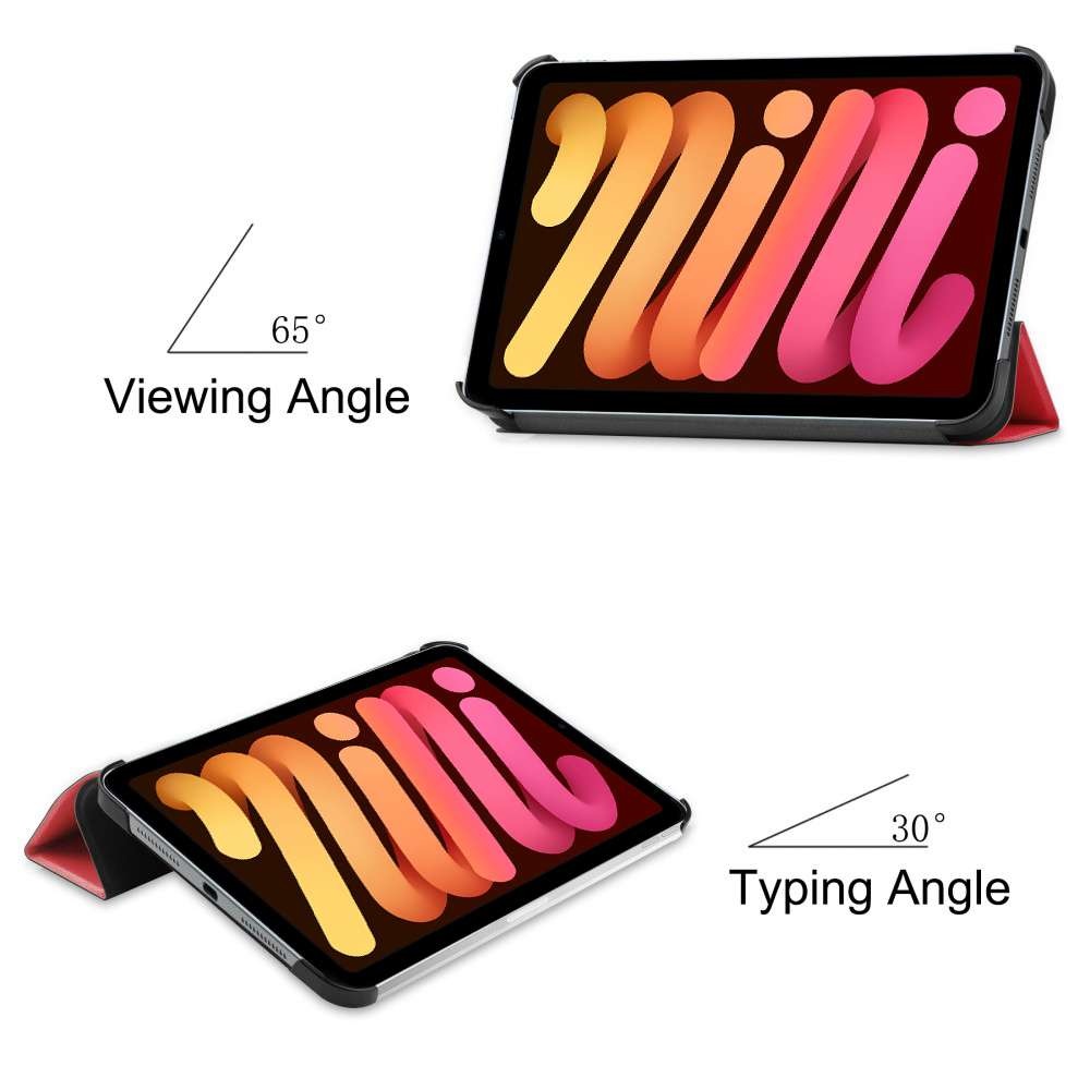 Just in Case iPad Mini 2022 (6th Gen) - Smart Tri-Fold Case - Rood - Beschermhoes