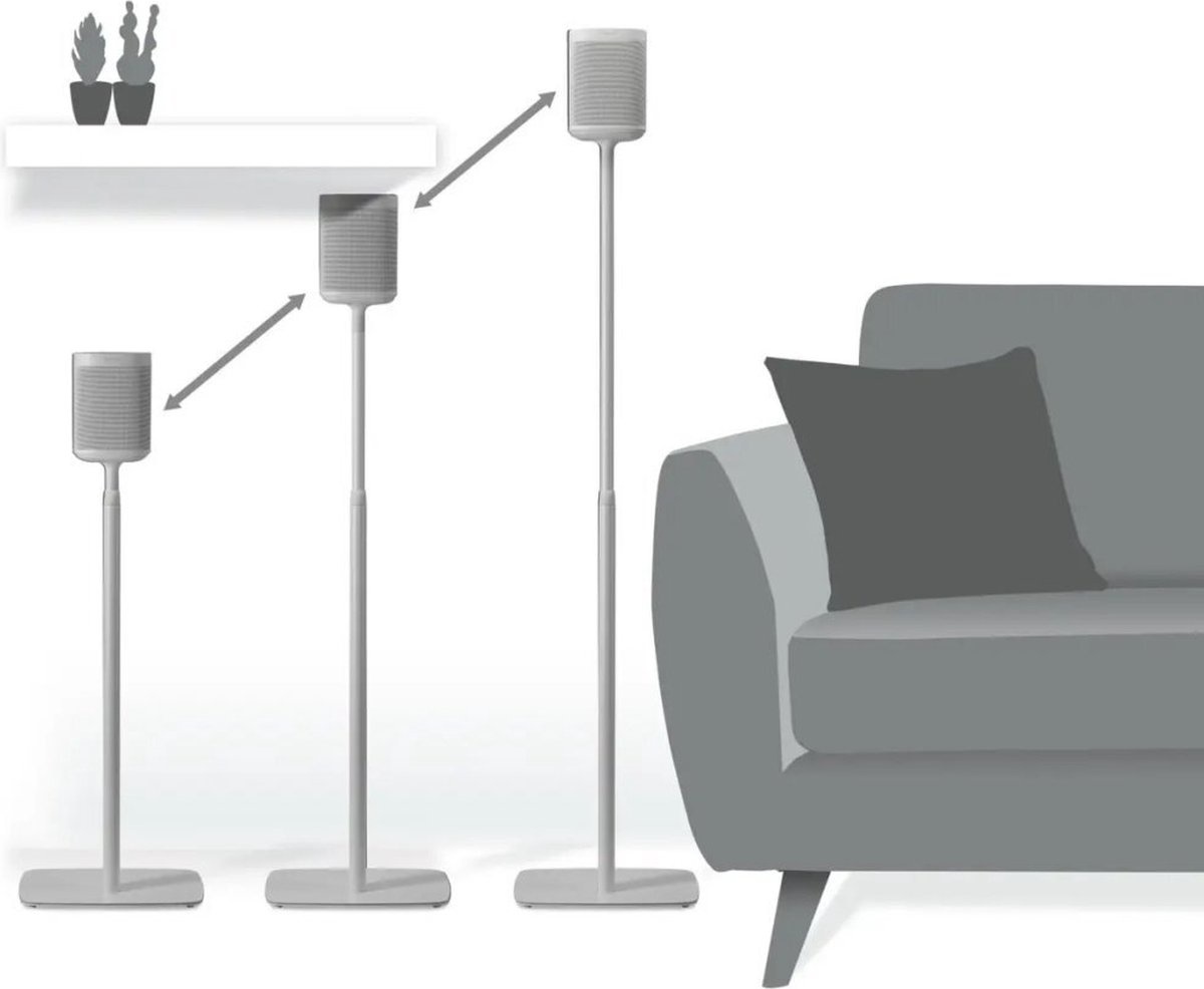 Flexson Adjustable Floor Stand for Sonos One/Play1 wit (2 pieces)
