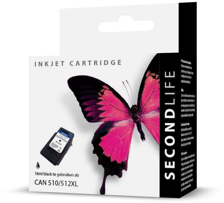 SecondLife Canon PG 510/512 Zwart - Inktcartridge