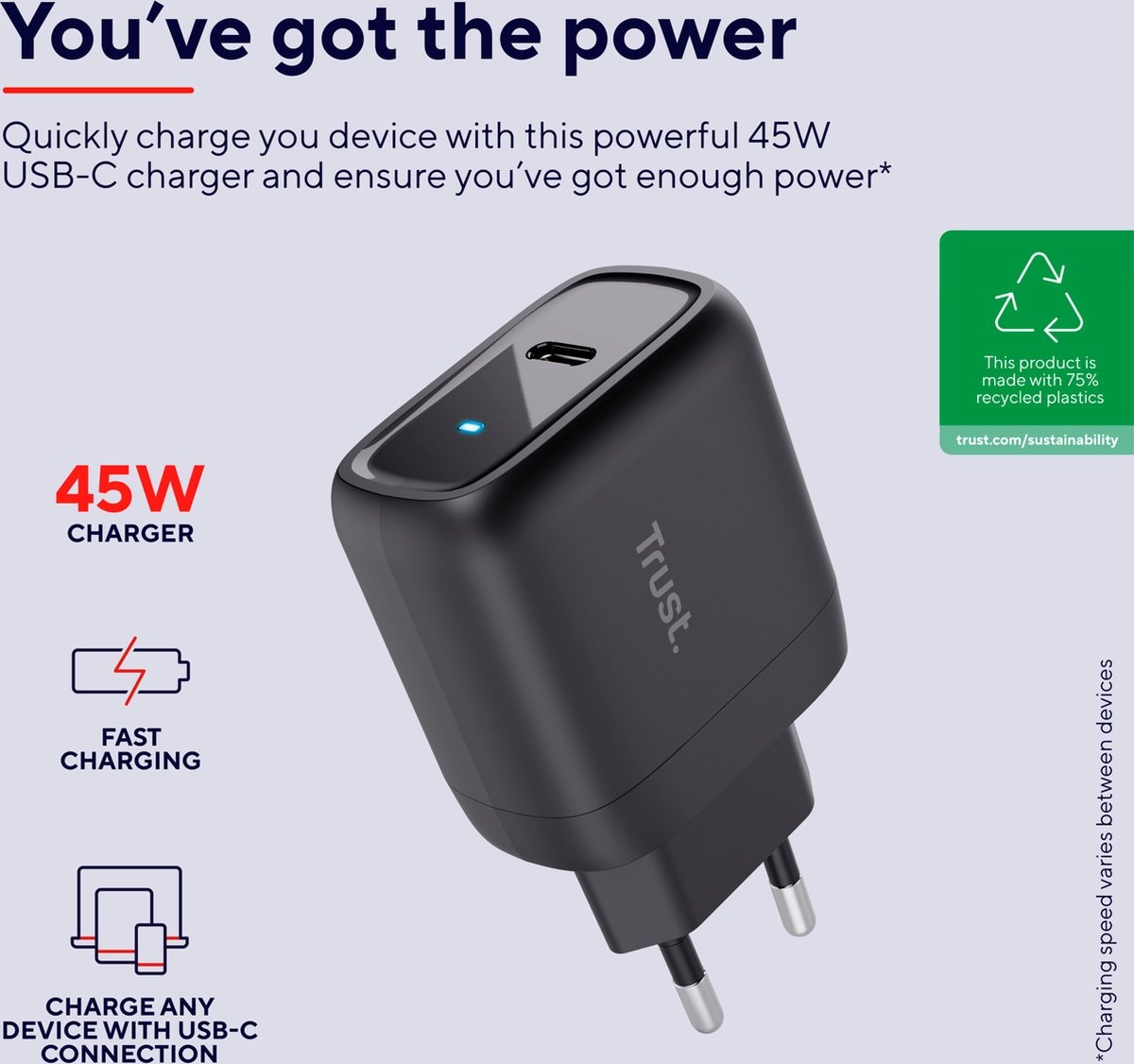 Trust Maxo 45W USB-C laptoplader