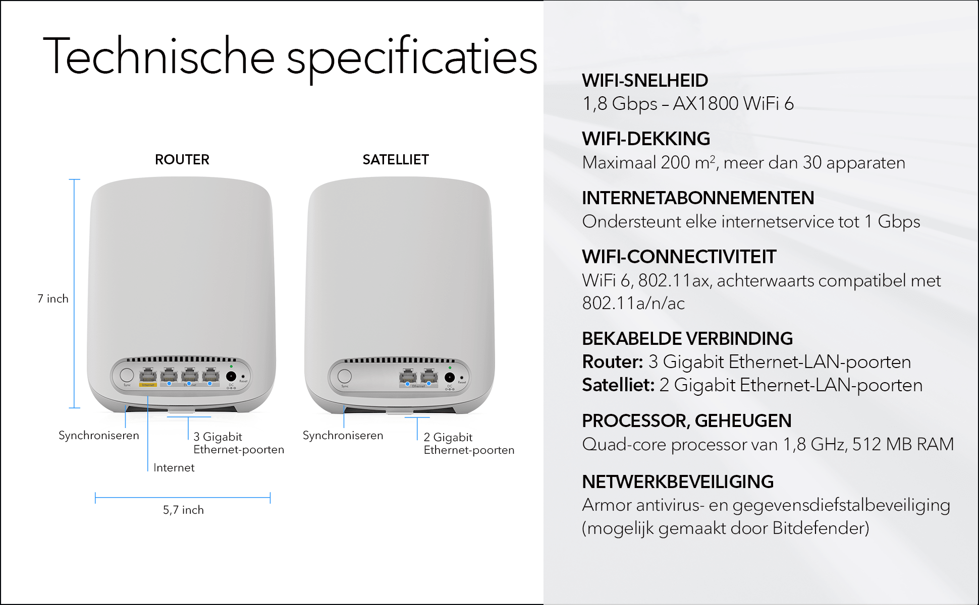 Netgear Orbi RBK352 Multiroom WiFi 6 Mesh systeem - Router