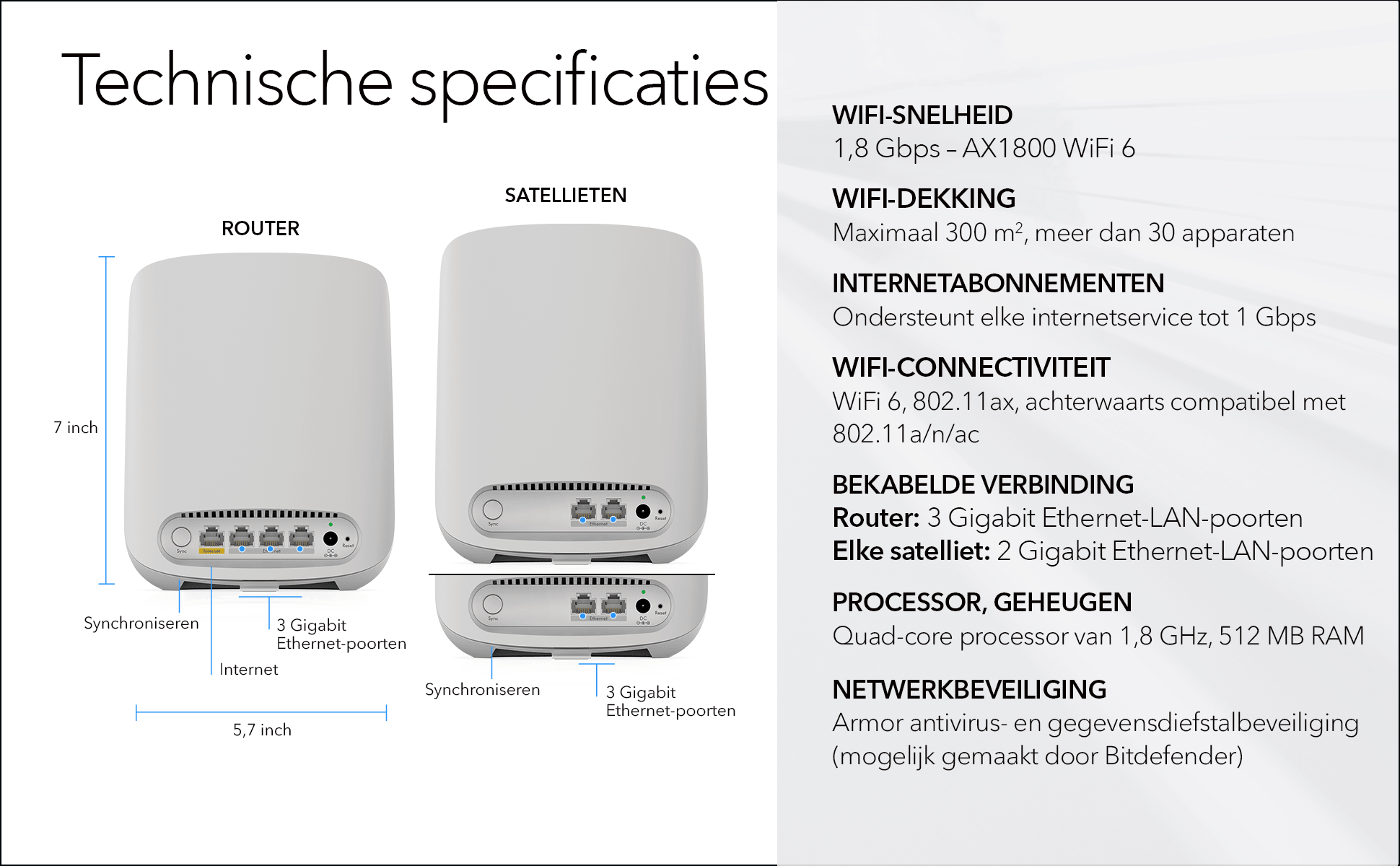 Netgear Orbi RBK353 Multiroom WiFi 6 Mesh systeem - Router