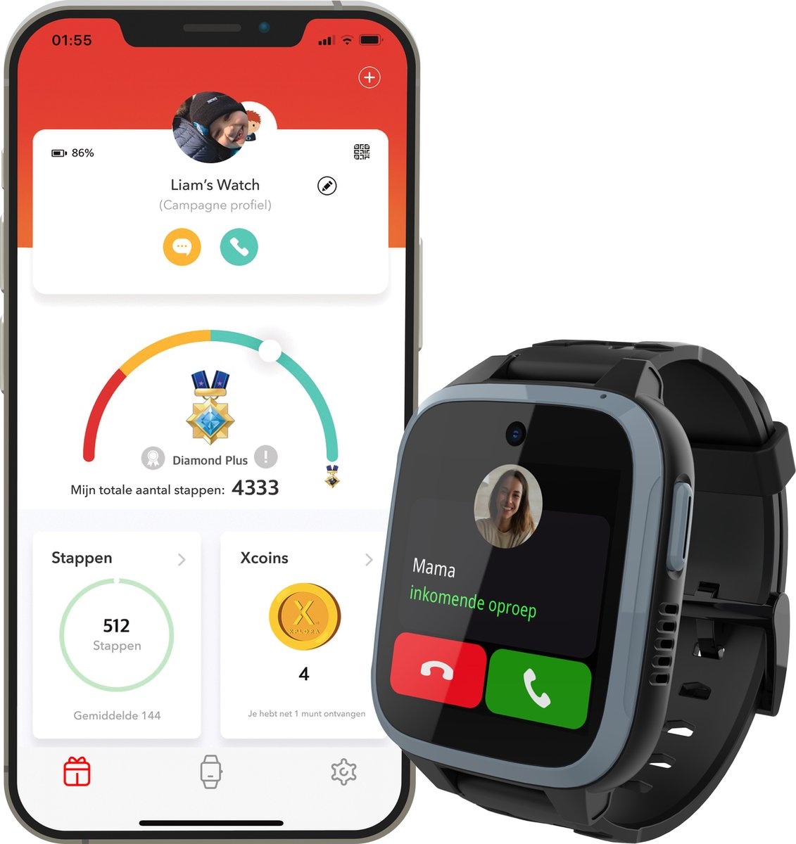 Xplora XGO3 Zwart - Smartwatch