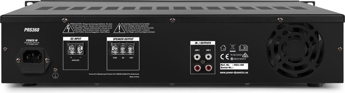 Power Dynamics PRS360 100V slave versterker 360W - Versterker