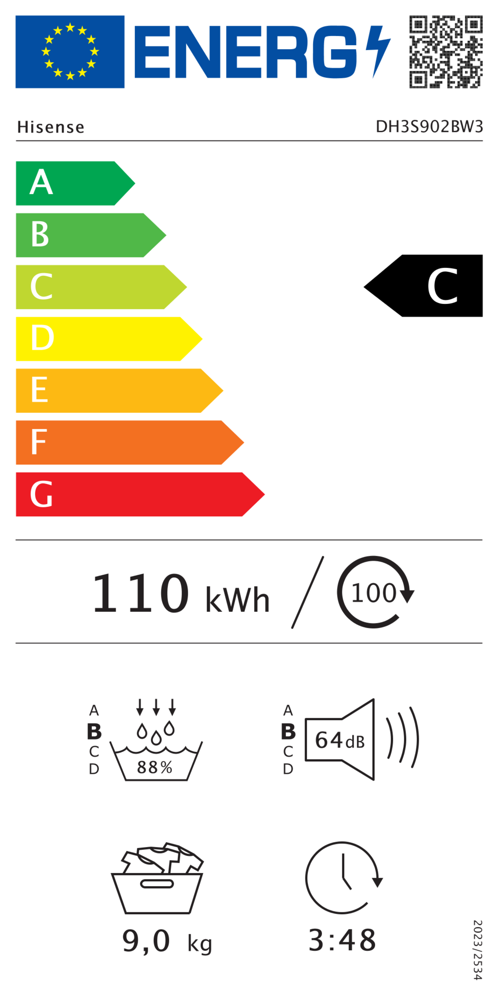 Hisense DH3S902BW3 - Warmtepompdroger