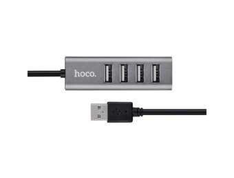 Hoco USB 2.0 HUB 4 poorten Grijs - USB-hub