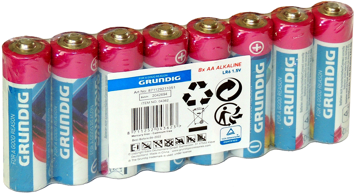 Grundig 8-pack 2100mah Alkaline AA Batterijen