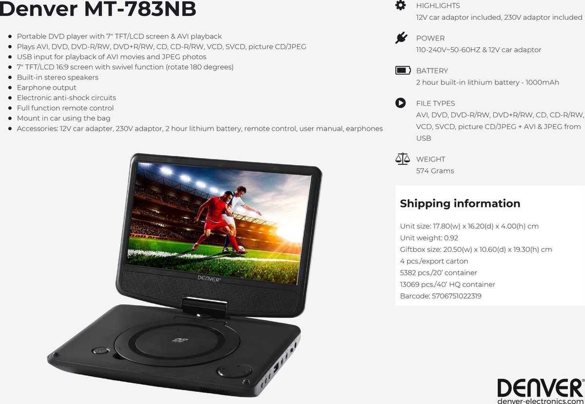 Denver MT783NB - Mediaspeler