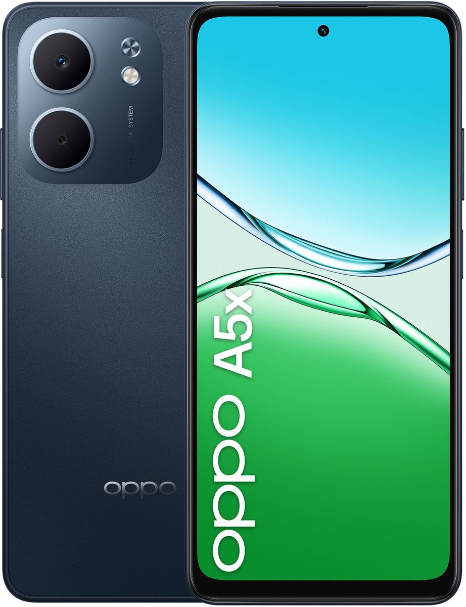 OPPO A5x 128 GB Zwart/Blauw - Mobiele telefoon