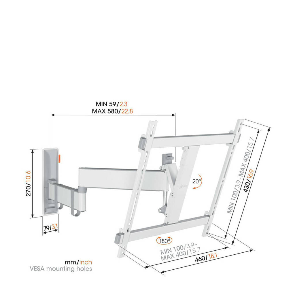 Vogel's TVM 3445 Wit Draaibare Tv-beugel - TV muurbeugel