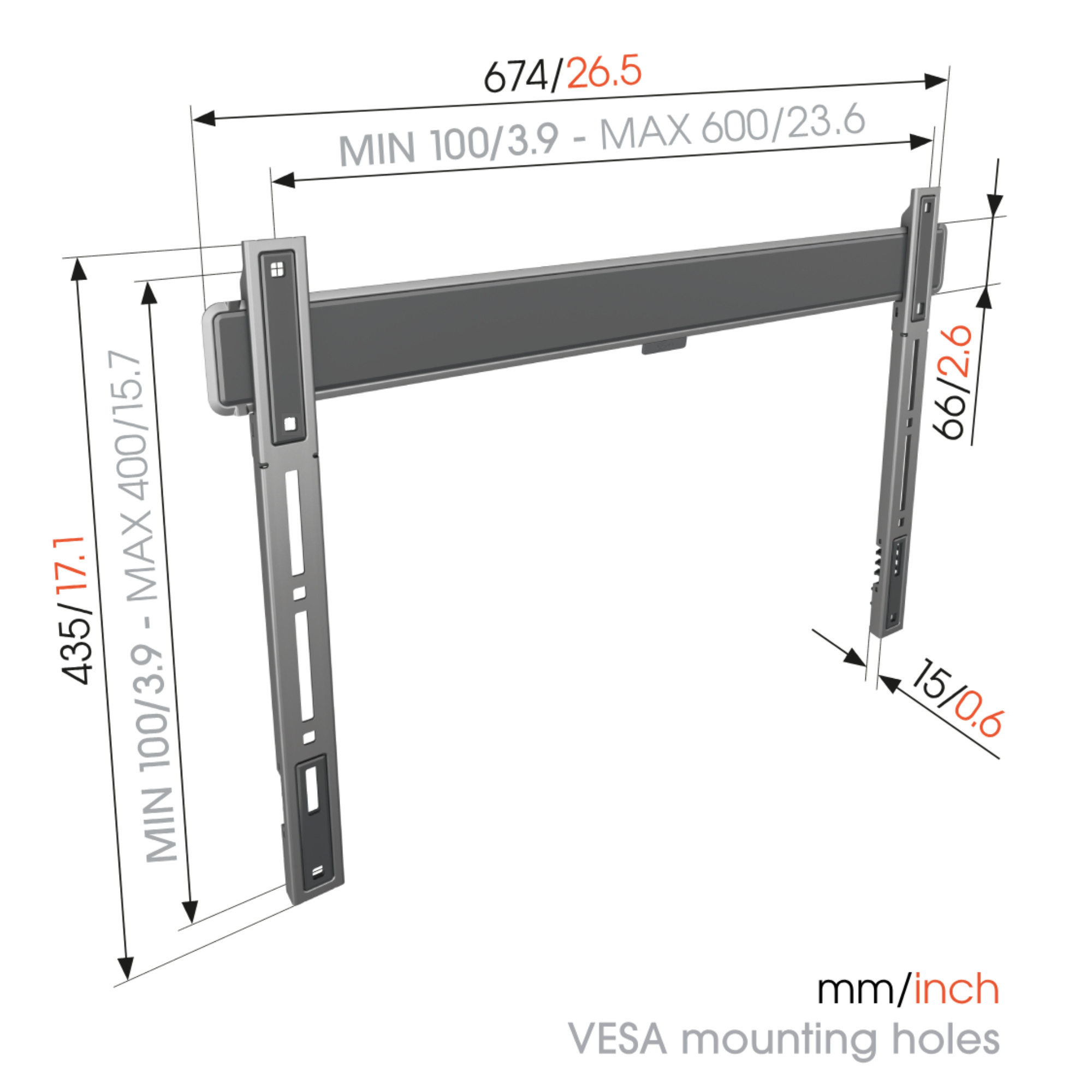 Vogel's TVM 5605 40 -100 inch zwart Platte tv-beugel - TV muurbeugel