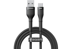 Veger AC04 USB-A naar USB-C kabel 1.2m Braided Aluminium 66 Watt