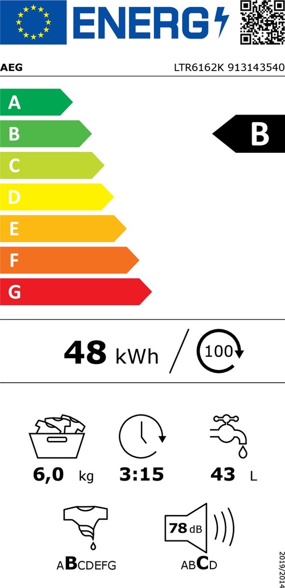 AEG LTR6162K - Wasmachine