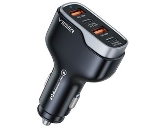 Veger CC53-2A2C PD QC 3A 66W Autolader Zwart