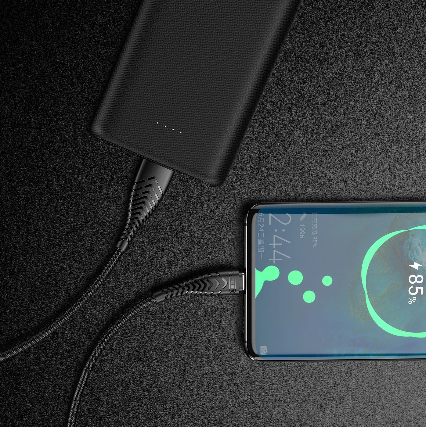 Veger V104 USB-A naar USB-C kabel 1.2m Nylon