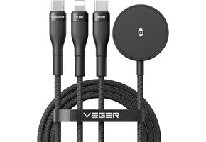 Veger V730 3 in 1 kabel met Magsafe 1.5m Braided 92 Watt