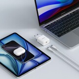 Veger snellader 45 Watt + USB-C Kabel 1,5m Nylon Wit