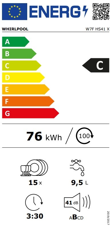 Whirlpool W7F HS41 X - Vrijstaande vaatwasser