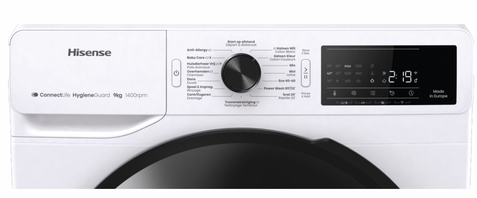 Hisense WF3V943BW/BLX - Wasmachine